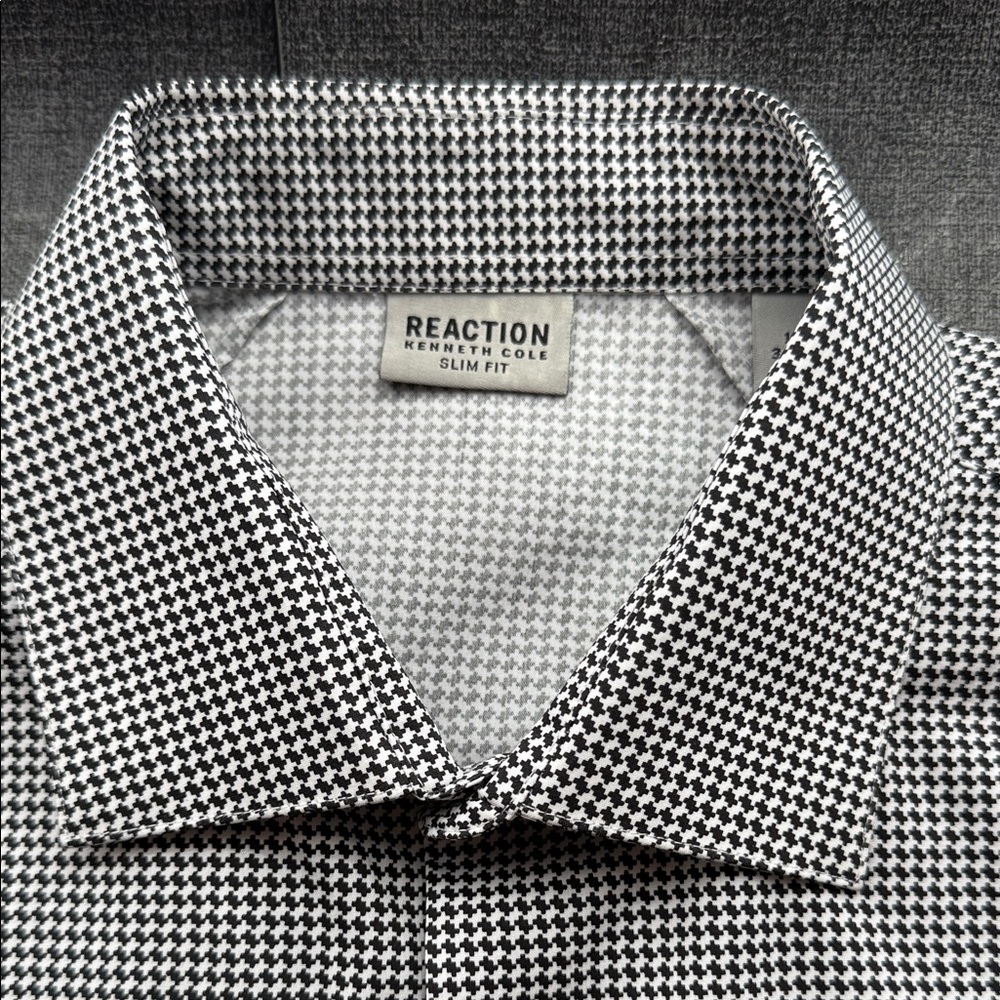 Reaction Kenneth Cole Monochrome Checkered Men's Shirt - Size 16-34/35